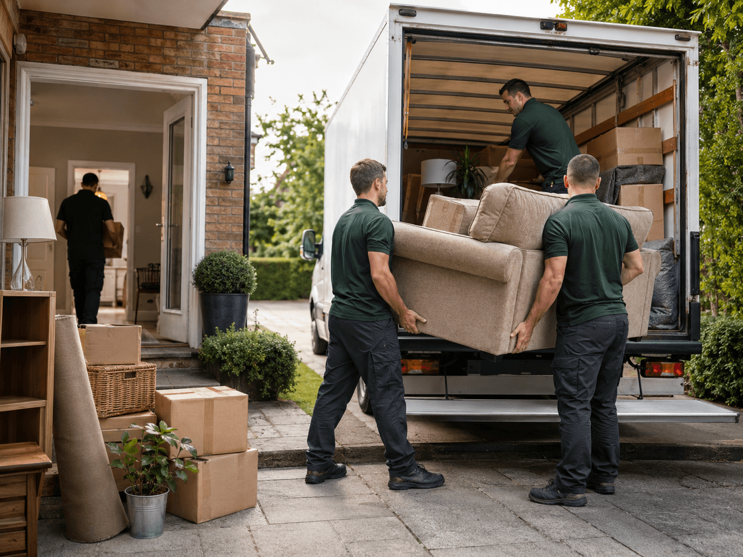 House clearance team loading furniture into a removal vehicle
